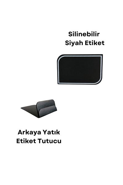 Şeffaf Etiket علامات زخرفية سوداء مقاس 9 × 6 سم - علامات قابلة للمسح وعلبة عرض حلوى كعكة المقهى