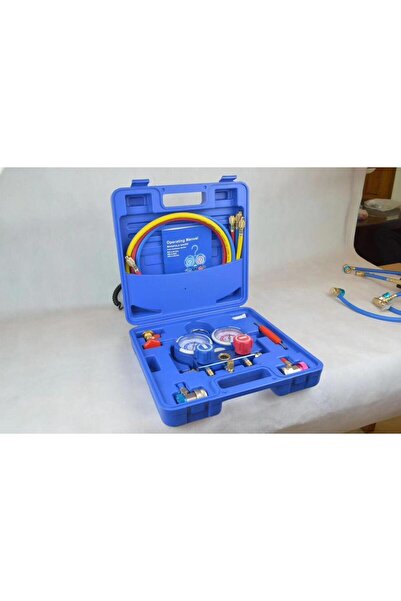 ALFERO 2'li Manifold Seti (ÇANTALI) - Otomotiv Için 1.5m Hortumlu R134 A R22 R404 A R410 A Gaz