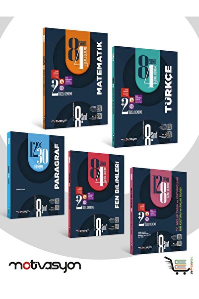 Motivasyon Yayınları 8. Sınıf Türkçe-Matematik-Paragraf-Fen Bilimleri- TC İnk...