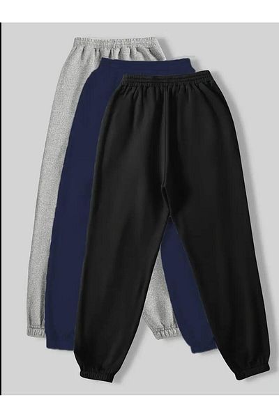 UYN SPORT 3-Piece Black-Grey-Navy Color High Waist Comfortable Fit -Jogger Leg Sweatpants