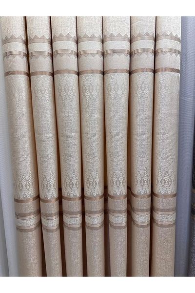 NİVEMESHOME Nivemeshome V-101 Cream Tight Pleated Drop Background Curtain - Apm ft 614337   1/3