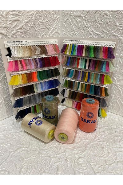 Oskar Set of 4 Sewing Thread No 120 Polyester (Orange-Cream-Green-Pink)
