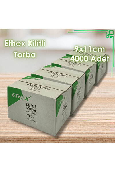 Ethex Kırmızı Şeritli Kilitli Torba 9x11 cm 4000 Adet (4 Kutu) - Gıda Uyumlu,...