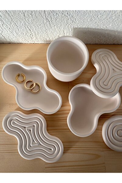 Store Studio Yabu - Cream Wavy Decorative Box with Lid / Jewelry Box Set of 3