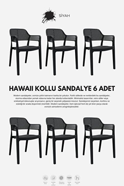 Daim Plastik Hawaii Kollu Bahçe Sandalyesi 6lı Set