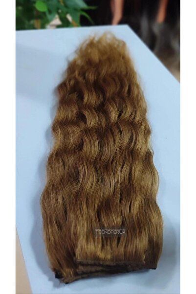 Nurdan Trend Peruk Yarımay + 2 Yan 170 gr 65-70 cm Gerçek Saç Çıtçıt Açık Kum...