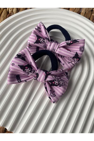 PABS Kuromi Ribbon Bow 2-Piece Rubber Buckle (Size 8X5Cm)