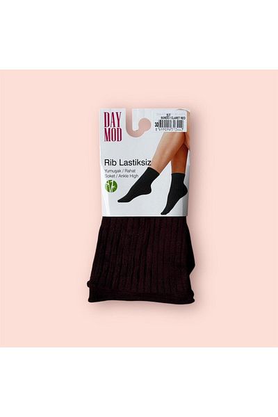 Daymod Șosete de damă roșii Claret - fără elastic și cu dungi groase cu model