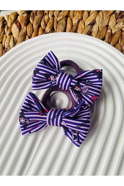 PABS Kuromi Ribbon Bow 2-Piece Rubber Buckle (Size 8X5Cm)
