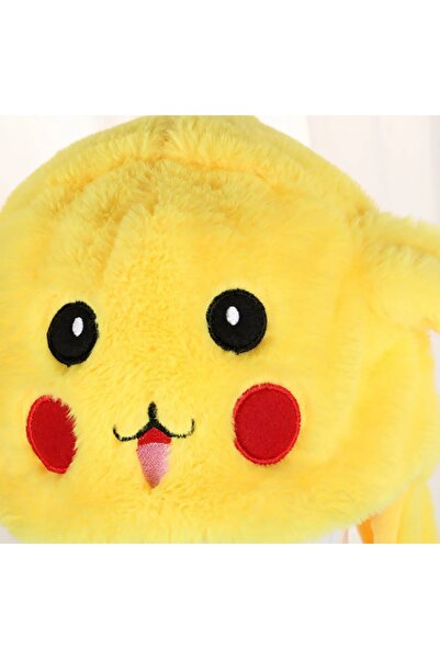 Meyra Accessories Pikachu Pikaçu Peluş Işıklı Kulakları Oynar Peluş Şapka Bere A Kalite Sevimli