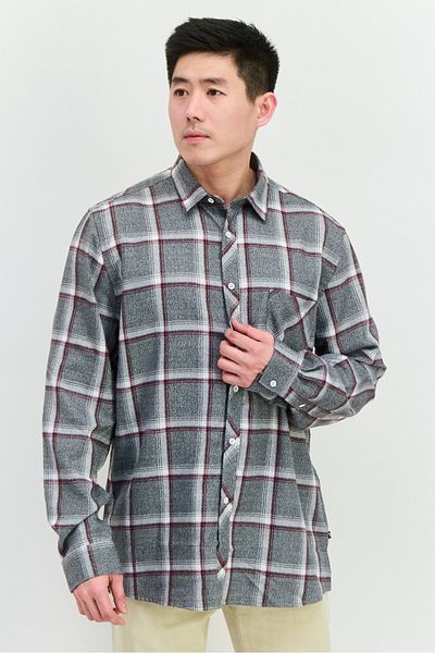 Civil Society Men Regular Fit Plaid Long Sleeves Casual Shirt, Grey