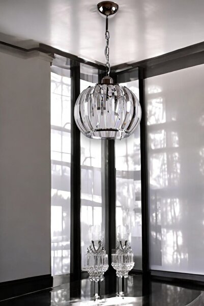 KORKMAZ KLAS KORKMAZ KLAS CAM AYDINLATMA TURYA 2Lİ MODERN LÜX KRİSTAL AVİZE