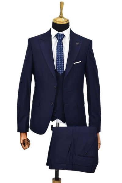 Suitmen Men's Navy Blue Silim Fitt Vest Suit