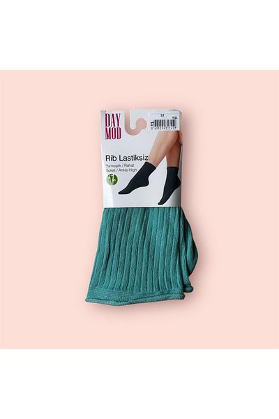 Daymod Green Women's Sock Socks - Rib Elastic Free and Thick Stripes with Pattern