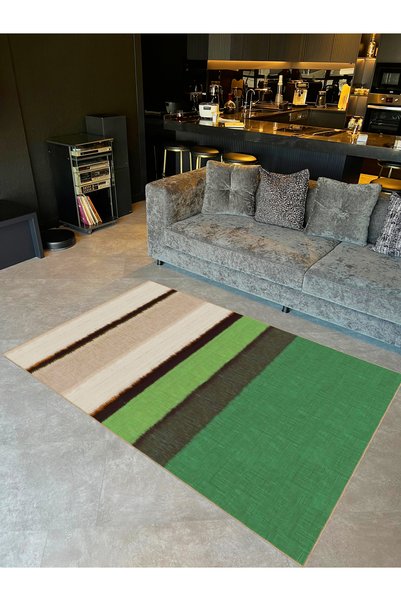 Rugs Modern Halı Seda Collection Green Beige Themed Woven Base Modern Decorat...