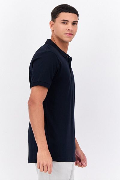 French Connection Men Regular Fit Brand Logo Short Sleeves Polo, Dark Navy