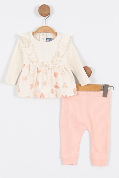 nazar baby - Nazar Kalp Baskılı İnterlok İkili Kız Bebek Takımı %100 Pamuk  M...