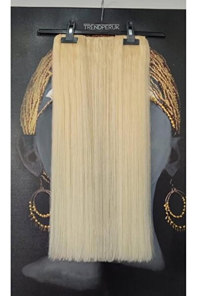 Nurdan Trend Peruk Yarımay + 2 Yan 170 gr 65-70 cm Gerçek Saç Çıtçıt Platin Renk