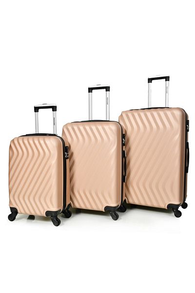 MORANO 3-Piece Unisex Morano Travel Luggage Trolley Set Gold Size 28''-24''-20'' Inches.