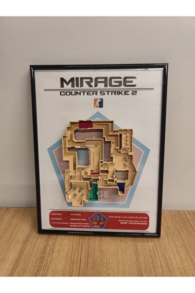 Baskı Maskı 3D Counter Strike Mirage Haritası Duvar Dekoru – Çerçeveli & Benz...