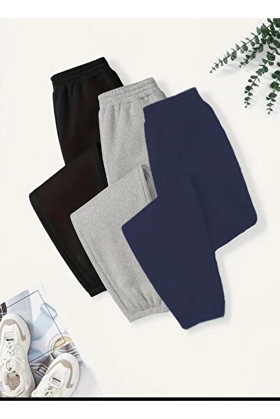 yg ydn giyim 3 τεμάχια μαύρο-γκρι-ναυτικό χρώμα Ψηλόμεσο Άνετο Παντελόνι Jogger