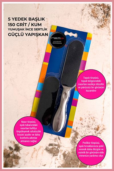 Nera Classy Stainless Steel Foot File + 5 Spare Files