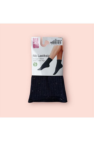 Daymod Γυναικείες κάλτσες Navy Blue Glitter - Χωρίς ελαστικό με ραβδώσεις, μοτίβο με χοντρές ρίγες