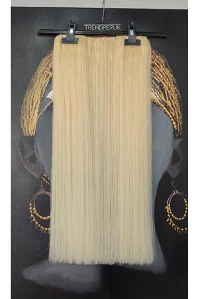 Nurdan Trend Peruk Yarımay + 2 Yan 150 gr 65-70 cm Gerçek Saç Çıtçıt Platin Renk
