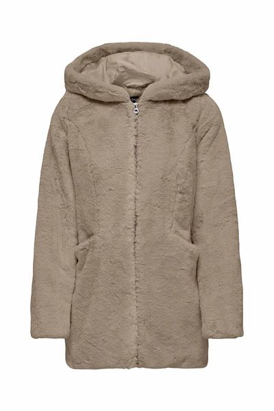 ONLY Μπεζ Χρώμα Faux Fur Γυναικείο Παλτό - CC Otw