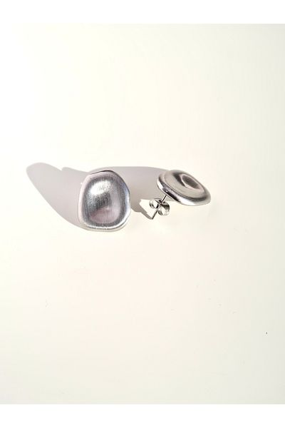 Roosvel Matte Look Silver Surgical Steel Nail Earrings