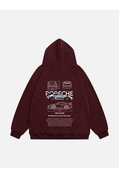 Mad&Calf Φούτερ Unisex Porsche GT3 με εμπριμέ κουκούλα Fleece Oversize