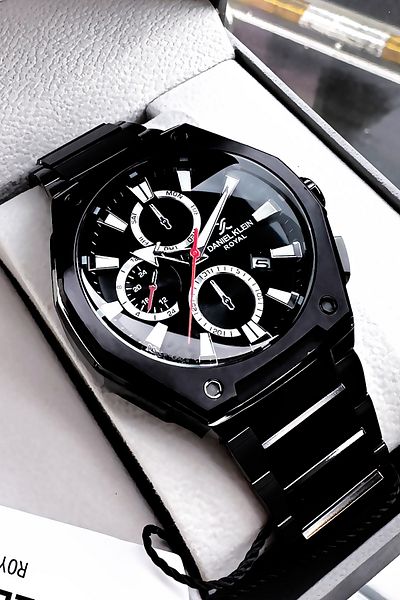Daniel Klein Royal Men's Wrist Watch 3 Atm Waterproof Black Color Steel Band Gift Bracelet Dke2071C5