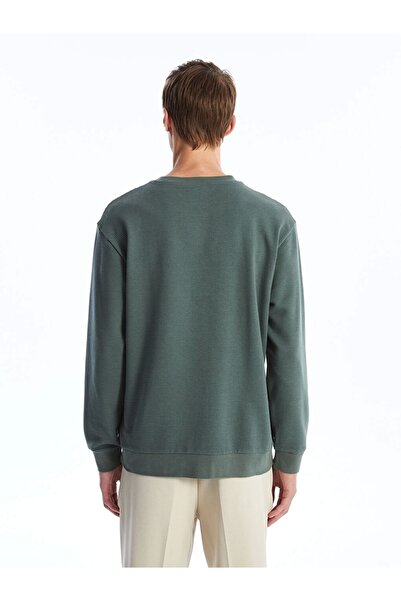 LC Waikiki Lcw Vision Yeşil Bisiklet Yaka Uzun Kollu Erkek Dokulu Sweatshirt