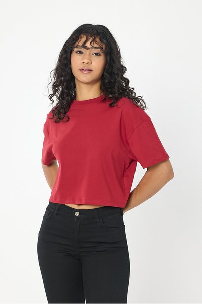 By Caspita Fashion Lenithra ženske Oversize kroj bordo crvena Skraćeni kroj