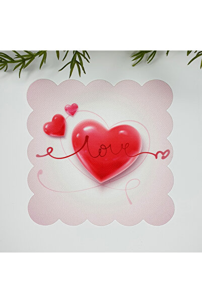 decofav Διακοσμητική υφασμάτινη χαρτοπετσέτα κοκτέιλ με σχέδιο αγάπης με καρδ...