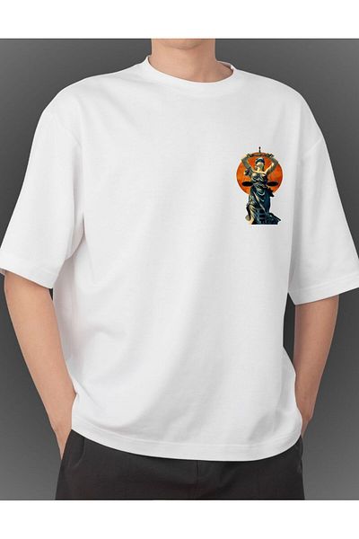 Sanctum Justice Designed Oversize Basic Λευκό T-Shirt - Κομψό και απλό σχέδιο