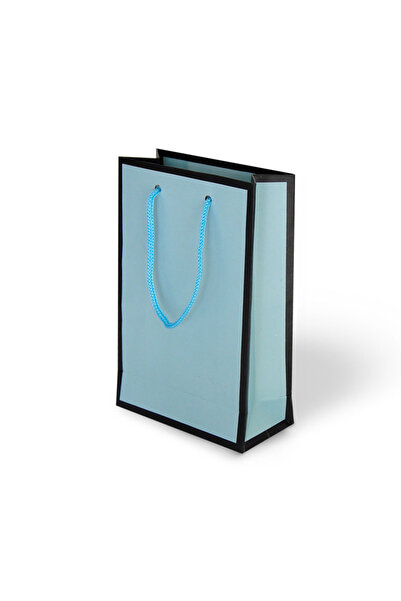 Genel Markalar Mat Ada Mavi Lüks Karton Çanta 14x17x6 cm Pakette 24 Adet