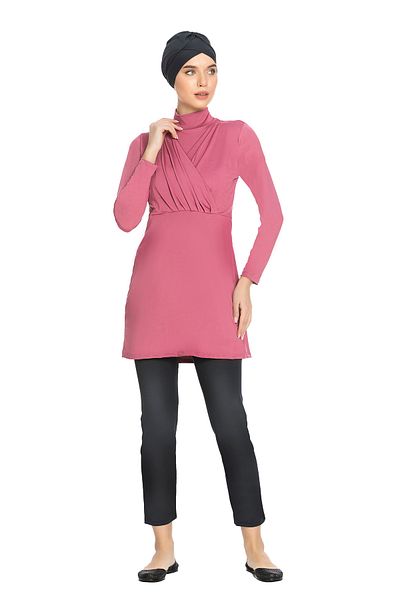 REMSA Pink Plus Size Lycra Full Covered Hijab Swimsuit - 1285