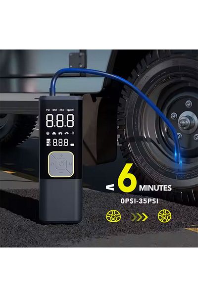 Generic منفاخ هواء عالي الضغط قابل لإعادة الشحن عبر USB مع بنك طاقة لإطارات السيارة