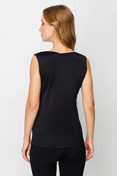 on Black Basic Slice Collar T-Shirt 21315