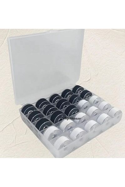 yiğit aksesuar Black and White Sewing String Sewing Machine Coil and Storage Box