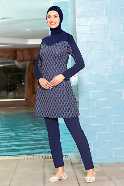 REMSA Full Covered Lycra Hijab Swimsuit 1272 - Navy Blue