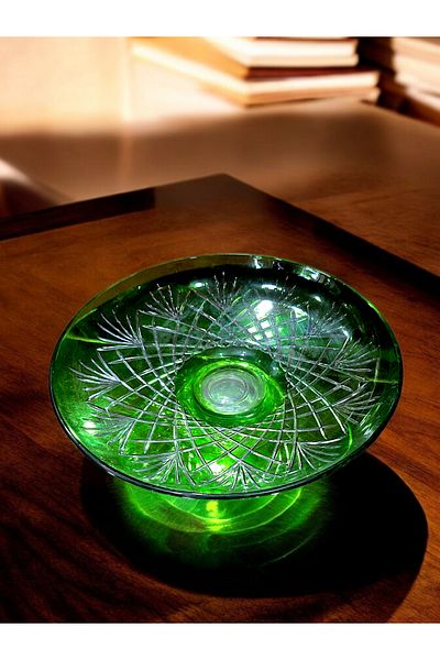 AYZ HOME Cut Crystal Glass Pedestal Fruit Bowl - Presentation Bowl