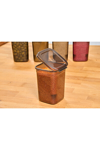 SUPERPUP مجموعة من 12 حاوية تخزين مربعة بغطاء ذاتي، طعام أنثراسايت، طقم توابل 1150 مل