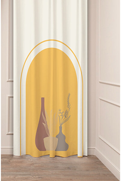 GREENDECOR Vază boemă cu model Mandala cu frunze - Soft Digital cu imprimeu , cu o singură aripă, perdea de fundal modernă și elegantă