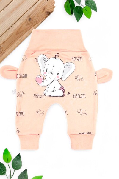 Egelite KIZ BEBEK YENİ DOĞAN KULAKLI FİL BASKILI 2'Lİ BEBEK 0-3-6-9-12 AY TEK ALT- PANTALON - TAYT