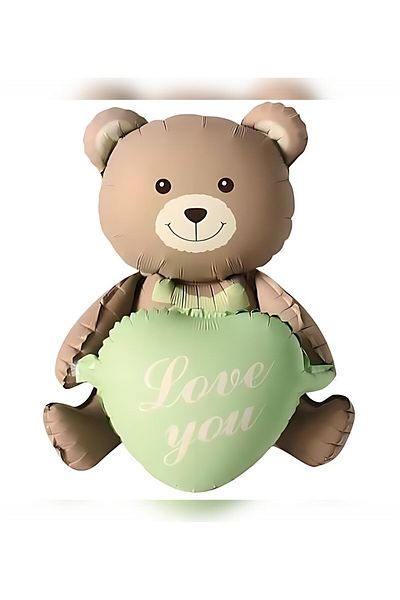 TREND Heart Sitting Bear Foil Balloon Love You Written Party Balloon