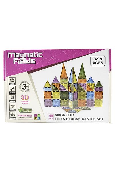 Magnetic Fields Magnetic Tiles Blocks Castle Set-48 Pcs