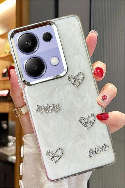 3GEN CASE Xiaomi Redmi Note 13 Pro 4G Uyumlu 3D Taş Kurdele Kelebek Kalp Glit...
