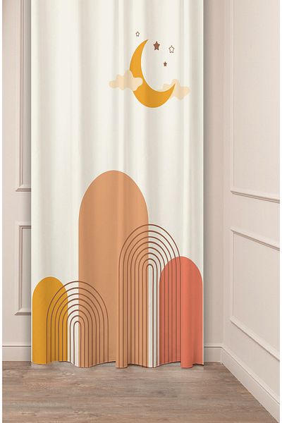 GREENDECOR Geometric Striped Vase - Soft Digital Printed, Single Wing Modern Stylish Background Curtain